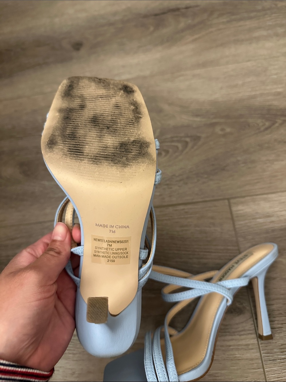 Steve Madden Pale Blue Multi-Strap Square-Toe Sandals - Picture 3 of 3